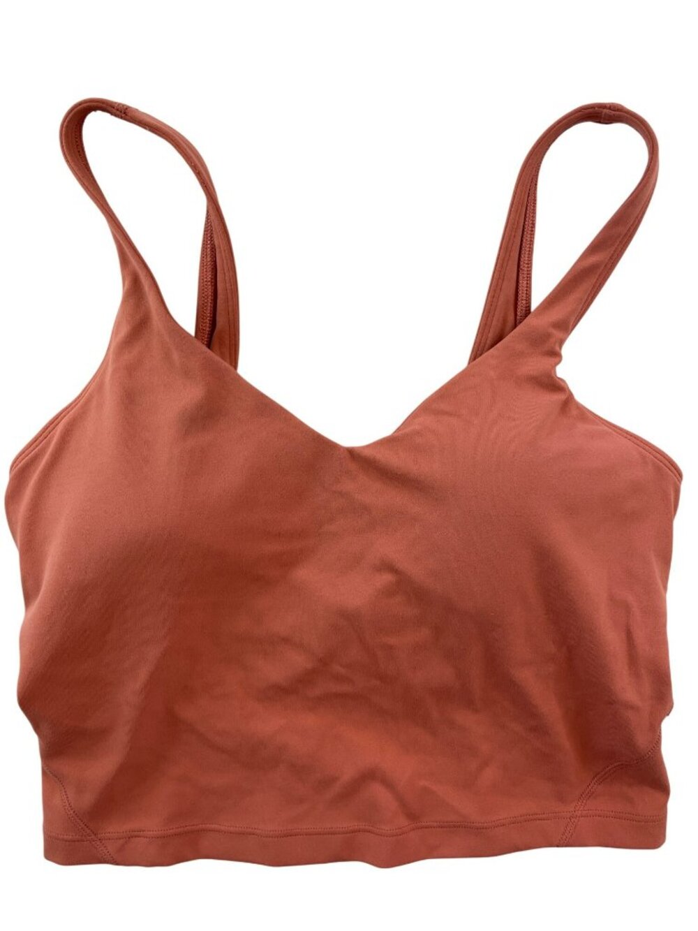 Lululemon Rust Orange Strappy Padded Sports Bra Nylon Blend Size 4 NWOT - Picture 1 of 6